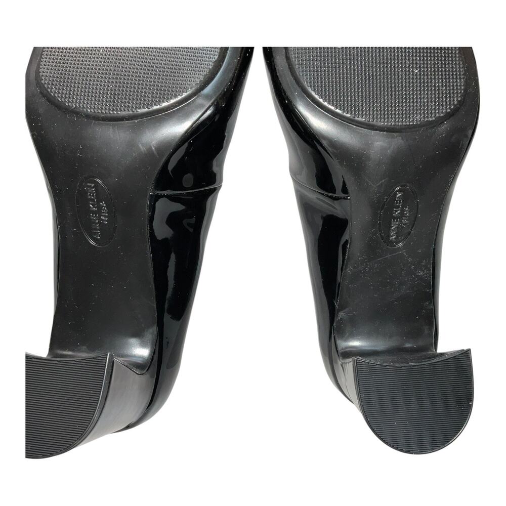 Anne Klein Black Patent Block Heel Pumps with Buckle - Picture 6 of 6